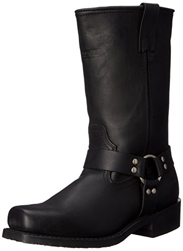 Ad TecRIDETECS Mens 13in Harness Straps Heavy Duty Oiled Leather Motorcycle Boots, Black - Waterproof, Soft Toe, and Heel Motocross Boots For Men