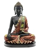 Black Resin Buddha Statue with Mosaic Design on a Base