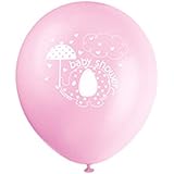 12" Latex Pink Umbrellaphants Baby Shower Balloons, 8ct