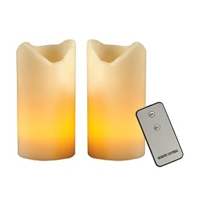 Flameless Ivory Pillar Candle Set w/Remote (6-inch)
