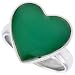 Sterling Silver Heart Ring w/ Green Resin, 5/8 (15mm) wide
