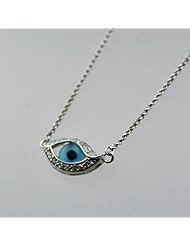Silver Evil Eye Necklace and 18"chain with Extension to 20"