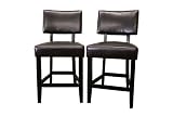 Baxton Studio Giorgetti Set of 2 Dark Brown bycast leather bar stools