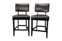 Baxton Studio Giorgetti Set of 2 Dark Brown bycast leather bar stools