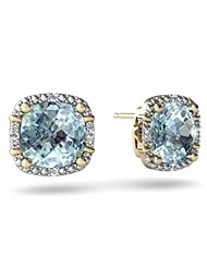 Genuine Aquamarine 14kt Yellow Gold Earrings