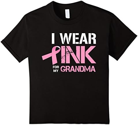 Kids Breast Cancer Awareness Shirt I Wear Pink For My Grandma 10 Black