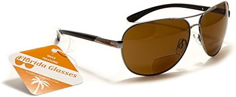 Vin Diesel Style Polarized Bifocal Sunglasses for Men and Women + 1.50, 2.00, 2.50, 3.00 Sun Readers (+2.50 Strength, Gun Metal Frame/ Brown Lens)