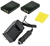 ValuePack (2 Count): Digital Replacement Battery PLUS Mini Battery Travel Charger for Specific Digital Camera and Camcorder Models / Compatible with Fuji NP-120, Contax TVS Digital, Fujifilm FinePix F10, Mustek DV 12M, DV 5500, DV 9300, MDC 6500z, 450, 550, Pentax Optio 750, 750Z, MX, MX4, Ricoh Caplio 300G, 400G Wide, Kyocera BP-1500S, Panasonic CGA103450, Panasonic CGA-E/101, Ricoh DB-43 - Includes Car Adapter, TWO Batteries and ONE Leatherette Camera / Lens Accessories Pouch