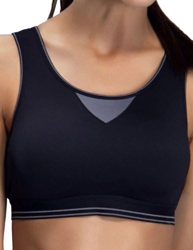 Yvette Women Sports Bra #6035, Black/Grey, 36C