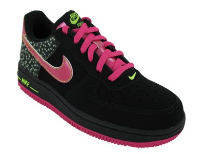 Nike Kids NIKE FORCE 1 LE (PS) BASKETBALL SHOES 10.5 (BLACK/VIVID PINK/VOLT)
