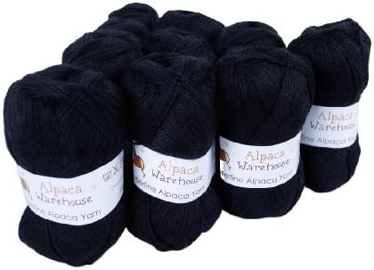 Alpaca Knitting Yarn Fingering 10 Skeins by Putuco(IT), Black