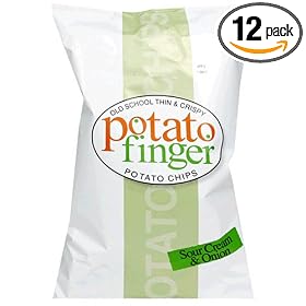 PotatoFinger Potato Chips, Sour Cream & Onion, 8-Ounce Bags (Pack of 12)