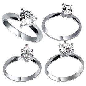 Attractive 4 .925 Sterling Silver Clear Cubic Zirconia Rings Wholesale Lot