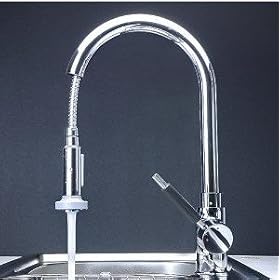 Single Handle Centerset Pull Out Kitchen Sink Faucet with Versatile and Swivel Sprayhead, Chrome