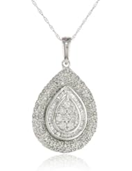 10k White Gold Tear Drop Diamond Pendant Necklace (1.00 cttw, I-J Color, I2-I3 Clarity), 18"