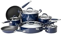 KitchenAid Gourmet Essentials Hard Base 12 Piece Cookware Set, Navy