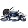 KitchenAid Gourmet Essentials Hard Base 12 Piece Cookware Set, Navy