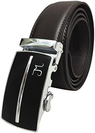 J Mrad - Men's Genuine Leather Ratchet Dress Belt with Automatic Sliding Buckle - Brown Style 218 - Pant Size 38