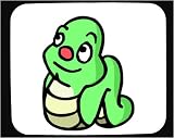 Decorated Mouse Pad with green, smiling, insect, worm, inch