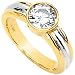 14K Two Tone Gold Solitaire Created Moissanite Engagement Ring