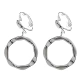 Image of Sterling Silver Hammered Gypsy Hoop Clip On Earring