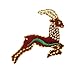 ID 0740 Gazelle Jumping Patch Reindeer Deer Craft Embroidered Iron On Applique