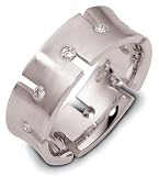 7mm modern white gold diamond wedding band ring (0.25cts diamonds 14K Gold)