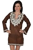 Antique white Embroidered Boho Brown Tunic - Cover up -Dress - S M L Xl