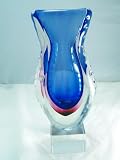 Handmade Glass Vase Mouth Blown Art Sapphire Rainbow Vase X440