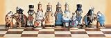 : Alice in Wonderland Hand Decorated Chessmen