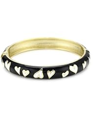 Betsey Johnson Black and White Heart Bangle Bracelet