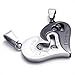 KONOV Jewelry 2pcs Mens Womens Couples Heart Stainless Steel Pendant Love Necklace Set, 18 and 22 inch Chain, Black Silver