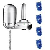 PUR 3-Stage Vertical Faucet Mount in Chrome FM-3700B + 4 Replacement Filters BONUS PACK