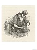 London Hatmaker Blocks a Gentleman's Top Hat Art Giclee Poster Print, 18x24