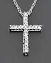 14k White Gold Small Diamond Cross Pendant (1/10 ct. t.w.)
