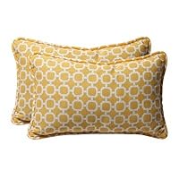 Decorative Rectangle Toss Pillow Color: Yellow/White Geometric, Size: 11.5' W x 18.5' D