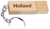 Engraved Wooden USB Flash Drive 8 GB with chain - Engraved name Holland