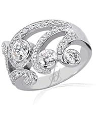 1.20 Ct Round Stylish Round Fleur Diamond Bezel And Pave Set Right Hand Ring SI2