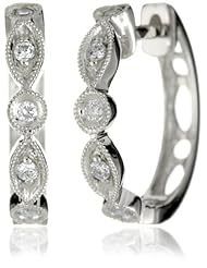 KC Designs "Charmed Life" Diamond 14k White Gold Estate Style Mini Hoop Earrings