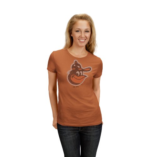 MLB Baltimore Orioles 1965-66 Cooperstown Women's Short Sleeve Crew Neck Jersey Tee (Pigment Yam, Large)