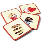 Nigella Lawson's Living Kitchen Coaster Cream With Red Border Set/4