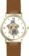 Gray Tabby Kitten on Shar pei JP Dog - WATCHBUDDY&reg; DELUXE TWO-TONE THEME WATCH - Arabic Numbers - Brown Leather Strap-Size-Large ( Men's Size or Jumbo Women's Size )