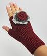 Handmade Artisan Pure Alpaca Natural Fiber Gloves - Rustic Burgundy (Knitted 100% by hand/One-of-a-kind)