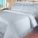 SOHO Duvet Cover 600TC Sateen Stripe Light Blue (Full)