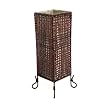 EXP Handmade Natural Bamboo Lattice Table / Desk Lamp With Sage Silk Liner