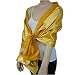 LONG REVERSIBLE ELEGANT GOLD SILK & SATIN SHAWL WRAP