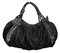 Natasha Black Snake Trimmed Flower Shoulder Bag -- SwankySwans