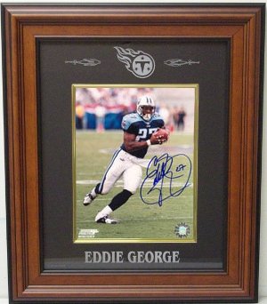 Eddie George signed Tennessee Titans 8x10 Photo Custom Logo Framed