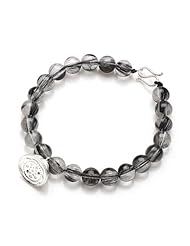 Honeystore Girls Black Quartz Rutilated 925 Silver Stretch Bracelet Color Black Silver