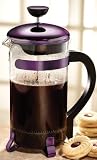 Primula Classic Glass 8 Cup French Coffee Press with Plum Stainless Steel Accents & Black Handle